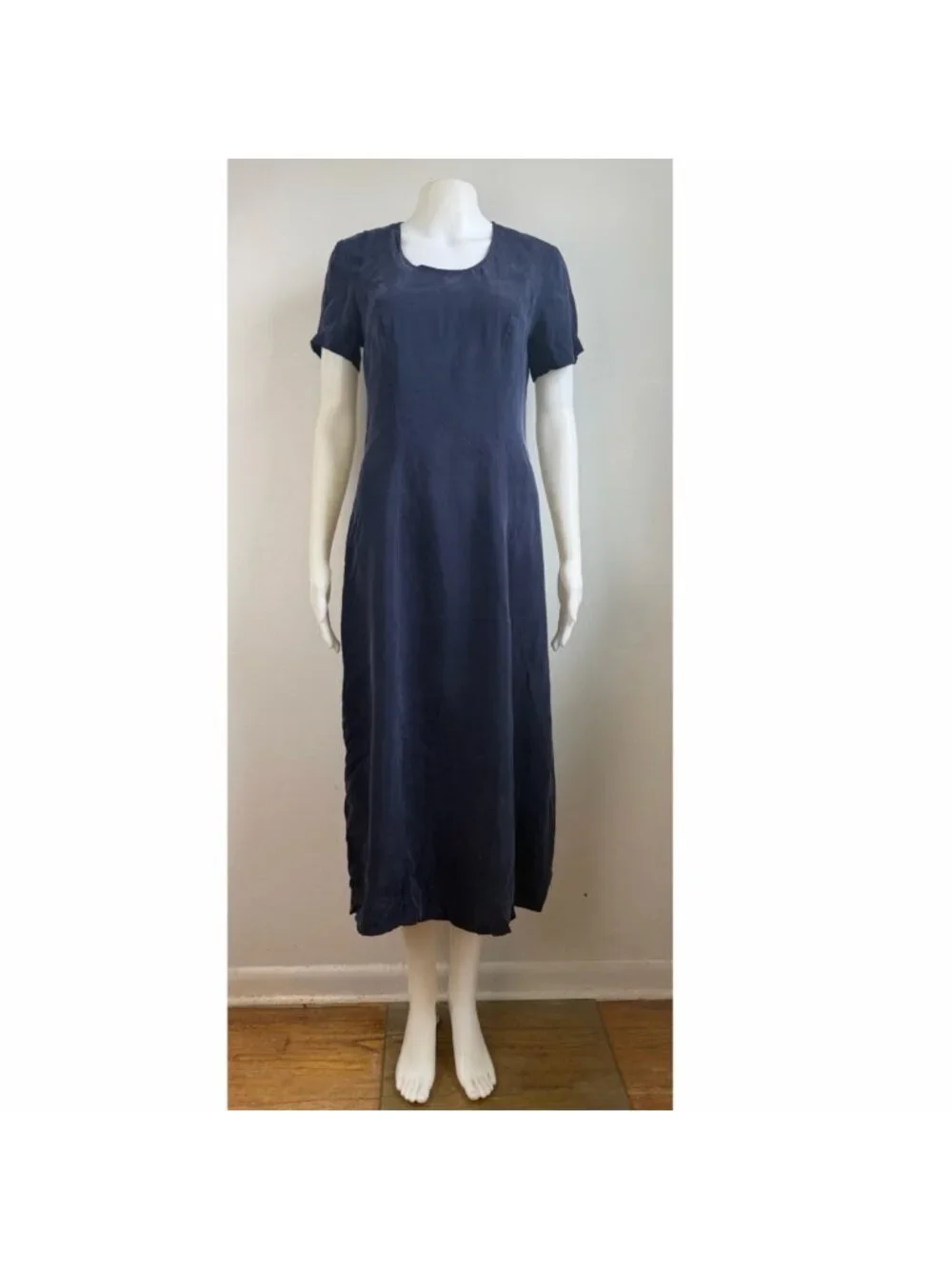 Vintage Dark Blue Dress & Top Set Size Small 90s Bember Rayon Co Ord Oufit Set